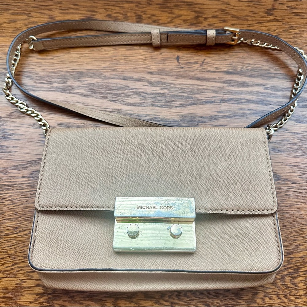 Michael Kors Crossbody Satchel Purse- Camel Brown/Tan